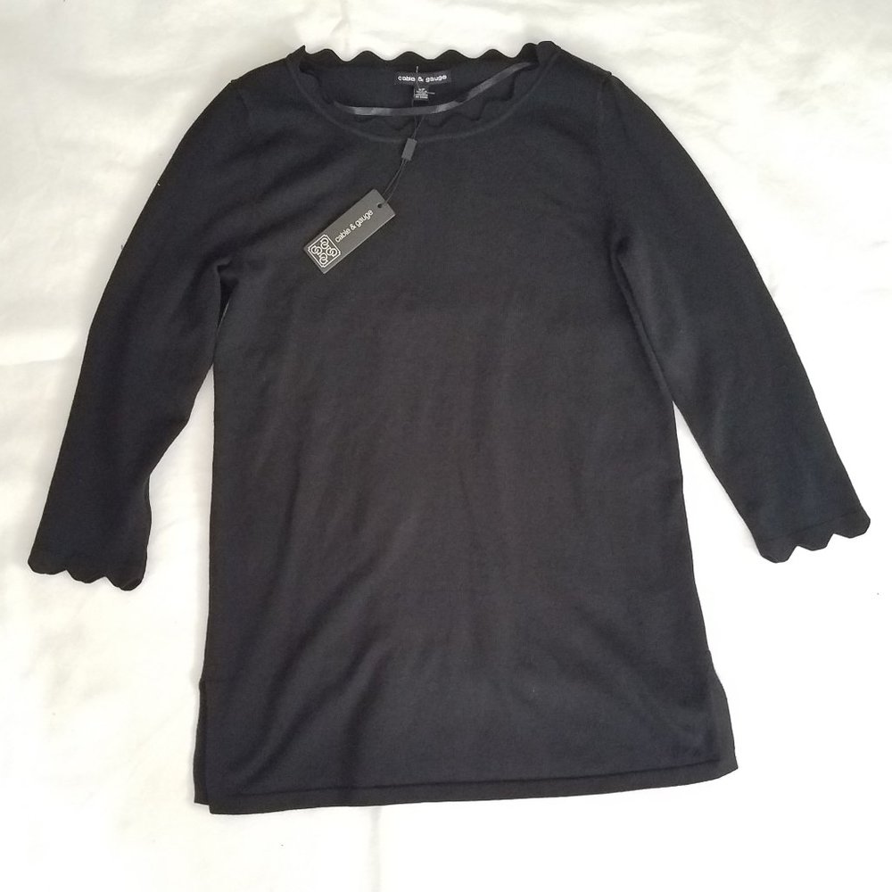 Cable & Gauge black tunic sweater top NWT S